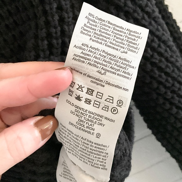 Selected Femme/Homme Cable knit Sweater Chunky Black Turtleneck Cotton blend M - Picture 8 of 14